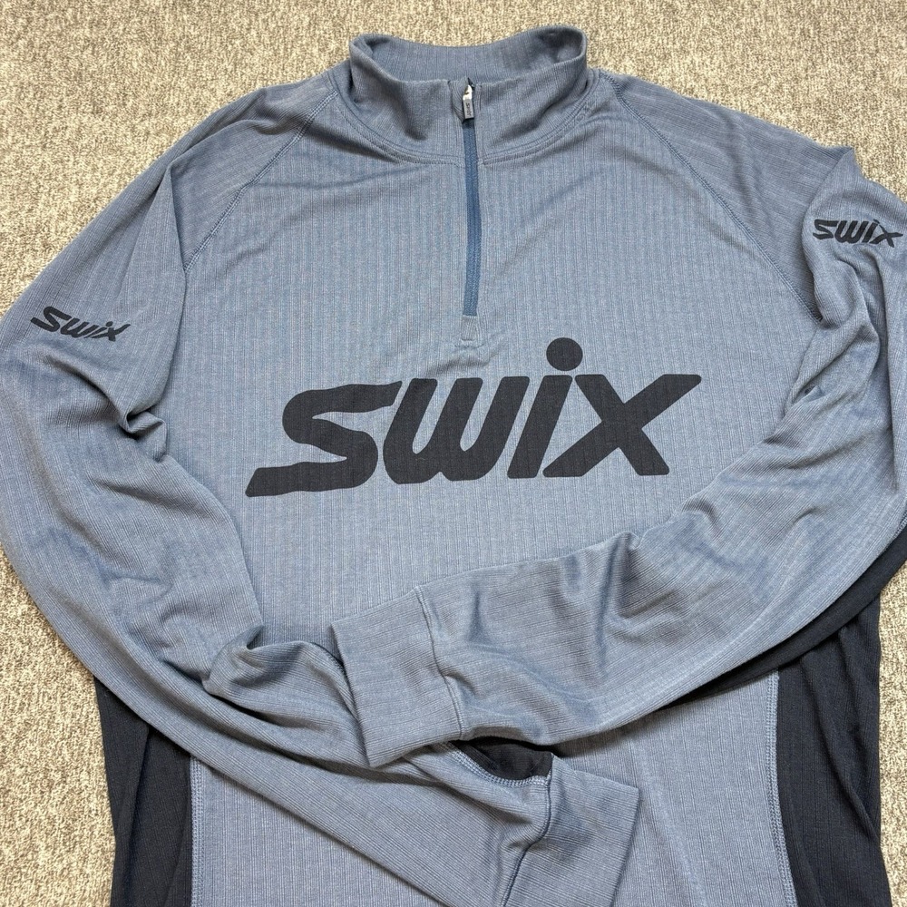 Swix Men's RaceX 1/4 Zip Pullover‎ Bodywear LS Medium Raglan Stretch Ribbed Poly